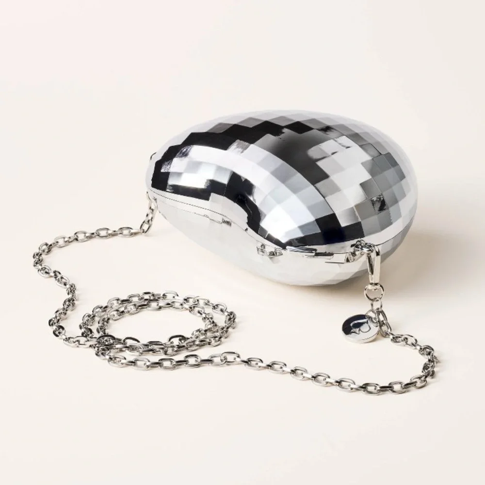 Kate Spade x Target NWT Silver Disco Heart Crossbody Bag